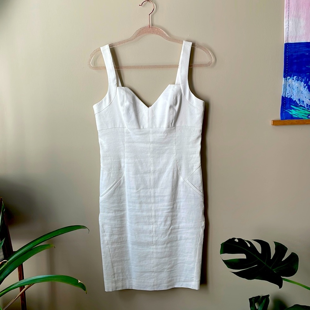 bebe white linen sun dress